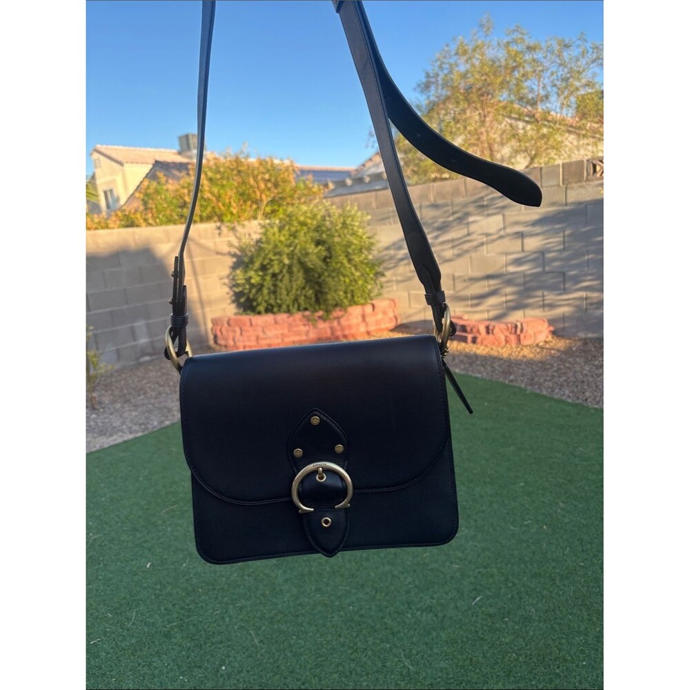 Coach Beat Shoulder Bag Black Glovetanned Leather Brass Buckle 4597 MSRP $550